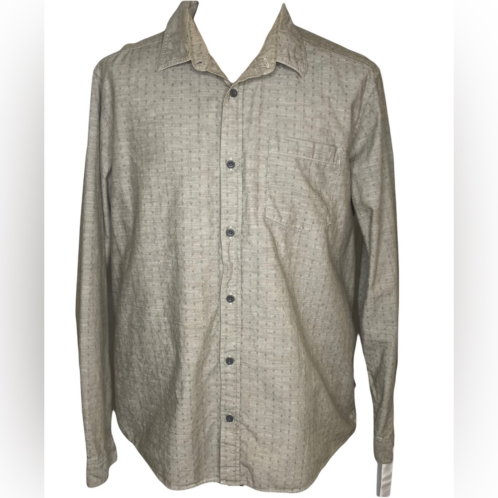 Patagonia men’s long sleeve shirt light brown 100% organic cotton XL